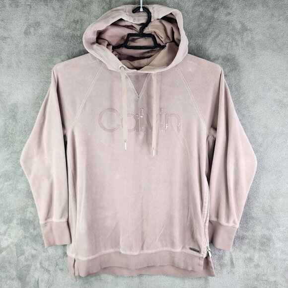 Womens Pink Calvin Klein Performance Hoodie Sweatshirt Long Sleeve Size L - Picture 2 of 12